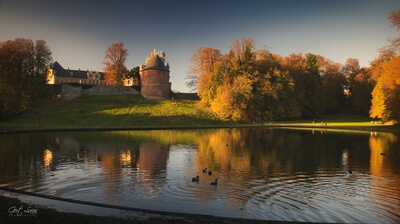 Castle of Gaasbeek - pond reflection from the south.
