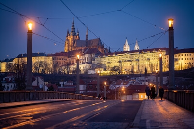Prague photo locations - Prague Castle from behind the Mánes Bridge