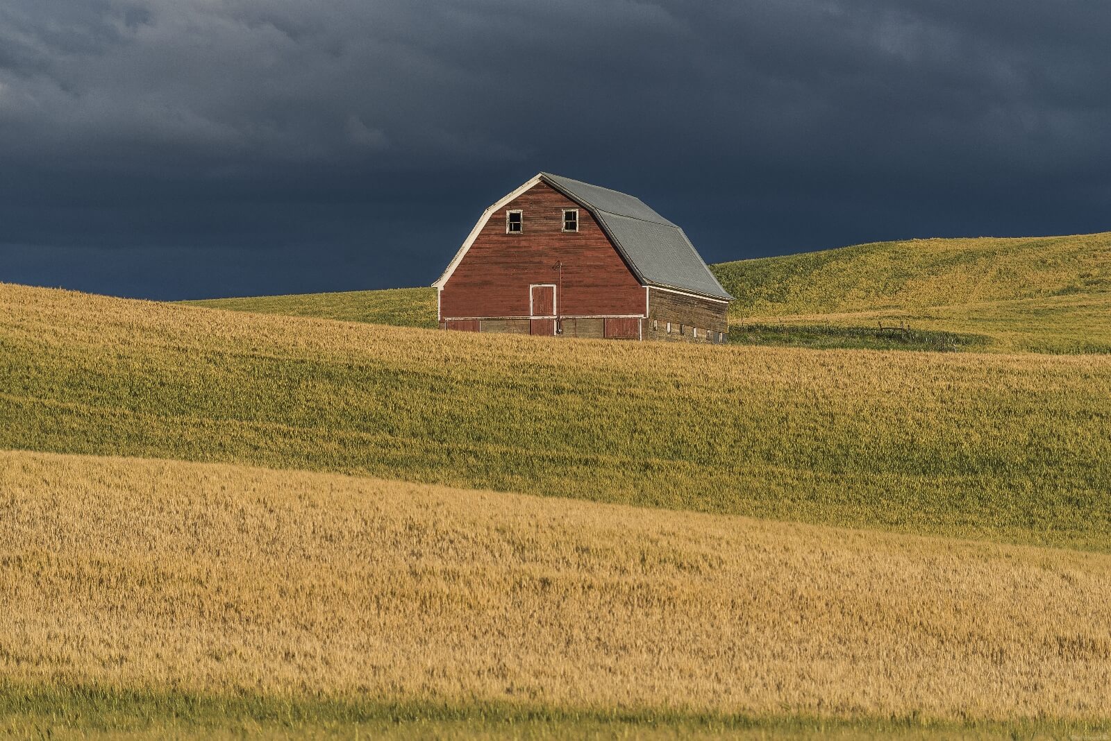 Image of Red Barn on hill above Oakesdale Road by Gabe Garcia