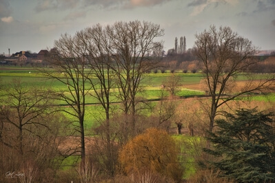 Sloping Hills of Pajottenland - view towards Waarbeke church