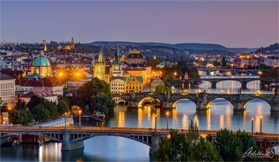 Blue Hour view of Prague.