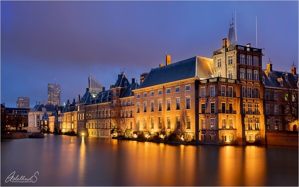 Dutch Government buildings at dusk