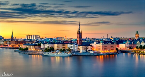 Sunset view over Stockholm