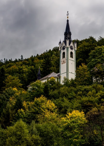 Kropa church in autumn