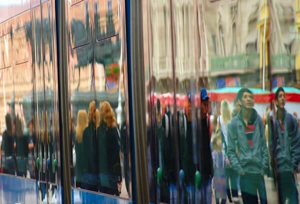Reflections in tram windows