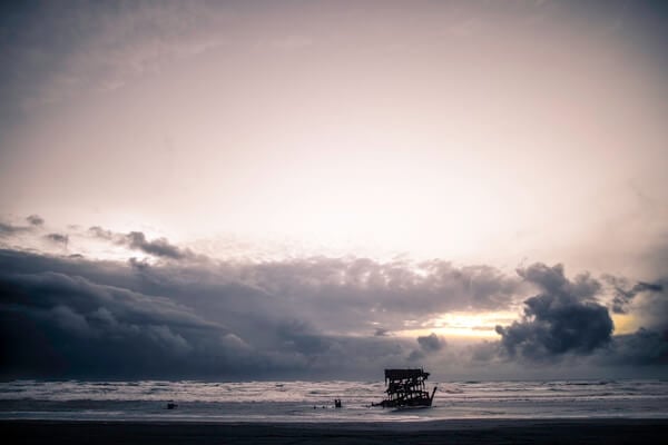 Peter Iredale's landscape at sunset in February. 