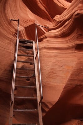 One of many ladders in Lower Antelope Canyon