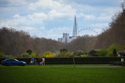 Views of the Shard and London Eye from the Albert Memorial