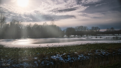 Winterview along the Dender-River between Idegem and Zandbergen