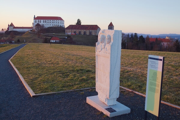 Archeological park and Ptuj castle in early winter morning