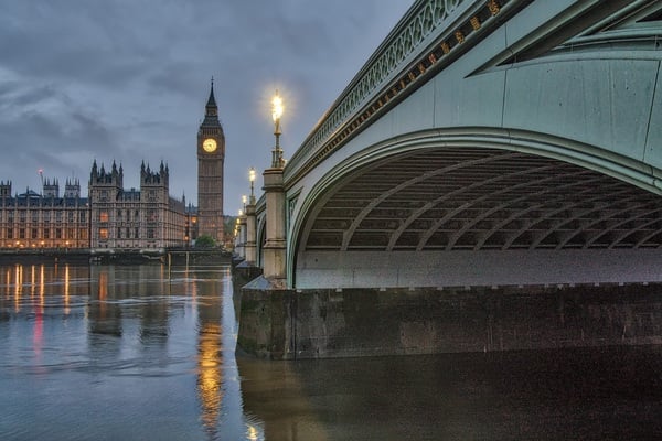 On the South Bank of the Themes, just down from Westminster Bridge and across the river from Big Ben, there is a small archway. Go through the arch and you be greeted with these great views of Big Ben. Very quiet, especially at sunrise.