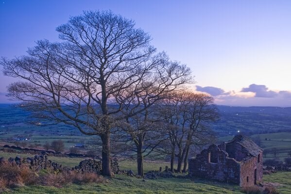 Blue hour shot displaying pastel colours. 