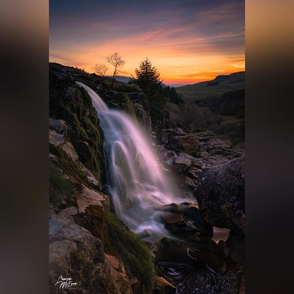 Spring sunset at The Loup of Fintry.