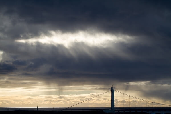 Jokulsarlon bridge as the sun breaks through the clouds