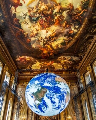 Inside the Painted Hall, with the Gaia Exhibition