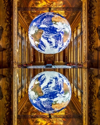 Inside the Painted Hall, with the Gaia Exhibition