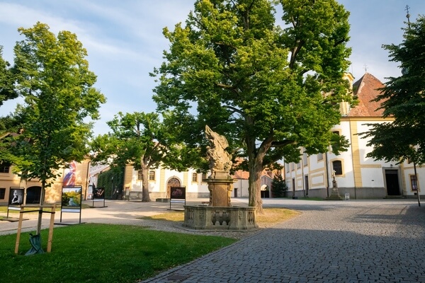 Trčkovo Square in Opočno with the Holy Trinity Church