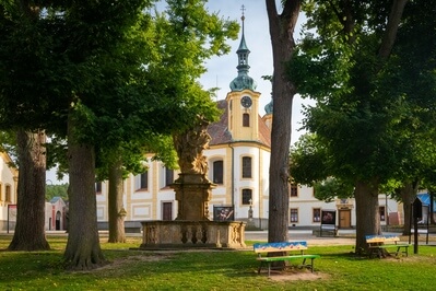 Trčkovo Square in Opočno with the Holy Trinity Church