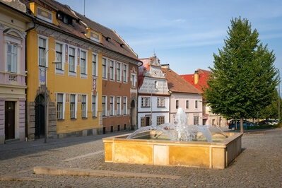 Water fountain at Trčkovo Square in Opočno
