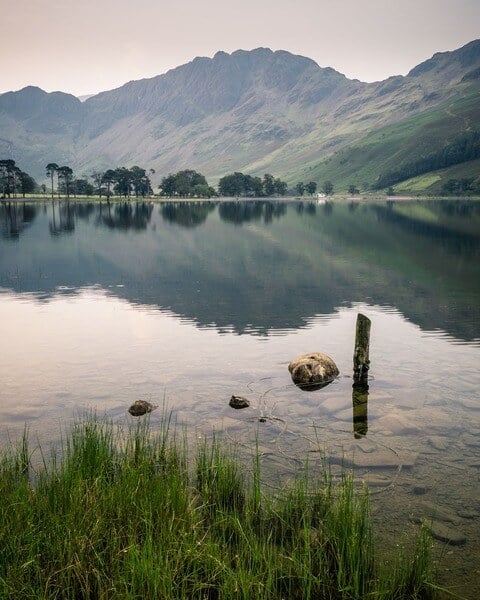 The view of Haystacks from the shores of Buttermere.
