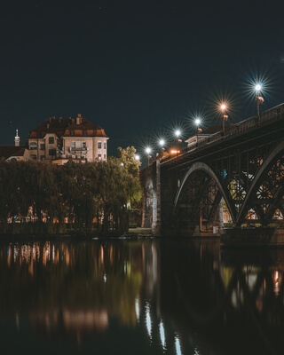 Old bridge and Lent at night
