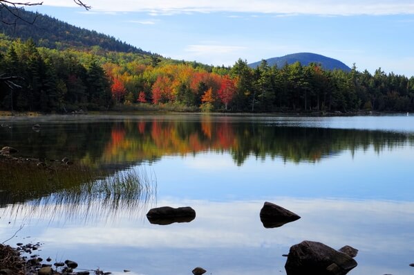 Eagle Lake is the perfect spot for morning reflections of the autumn leaves.
