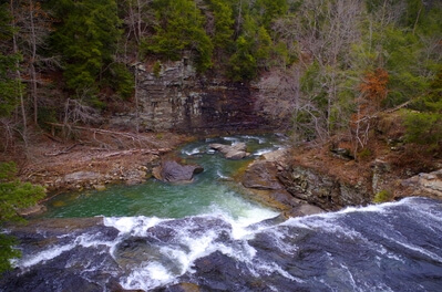 Looking down stream from the top of Cane Creek Falls.