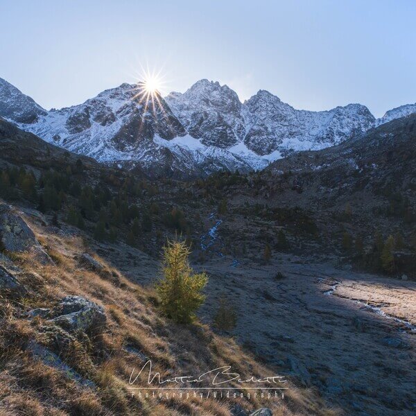 The sun coming up behind Vetta di Ron