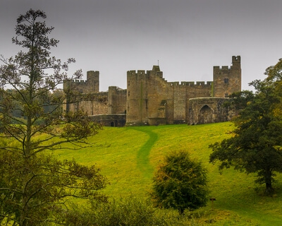 Image of Alnwick Castle and the River Aln - Alnwick Castle and the River Aln
