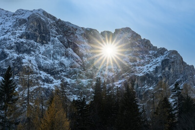 Slovenia images - Sunstar through Mt Prisojnik