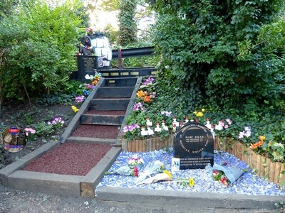 Marc Bolan's Rock Shrine, Gipsy Lane, Barnes, SW15 5RG London. Photograph taken on the 16th September 2021 - The 44th Anniversary of his passing at this site. 