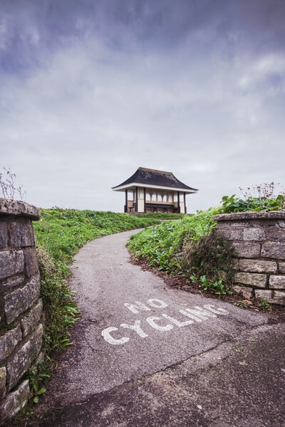 Victorian seafront shelter from Southbourne Overcliffe Drive.