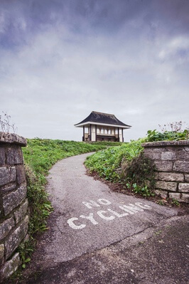 Victorian seafront shelter from Southbourne Overcliffe Drive.