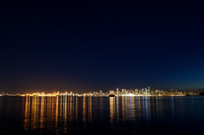 The City of Vancouver on the other side of Vancouver Harbor seen from West Vancouver. 