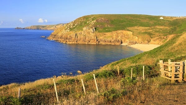 Portheras Cove in summer sunlight
