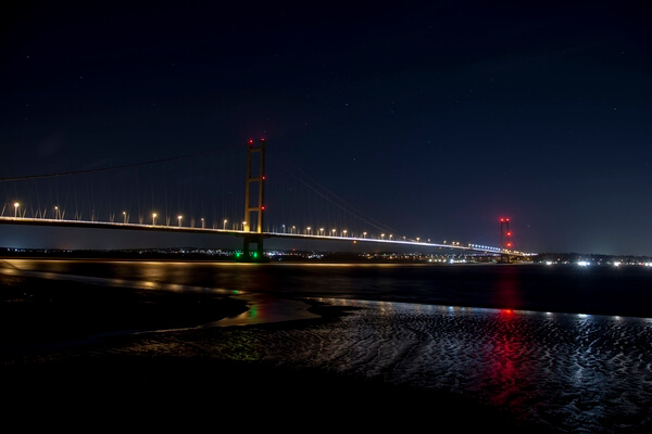 Humber Bridge, shot from the South side of the river, at Waters Edge, Barton upon Humber.