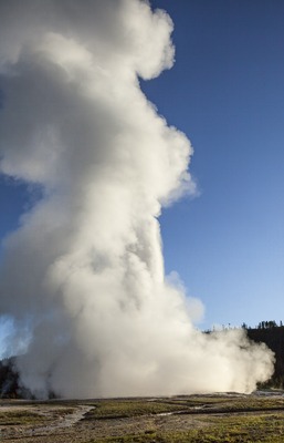 About 7am, a time when steam can obscure the water erupting from the Geyser
