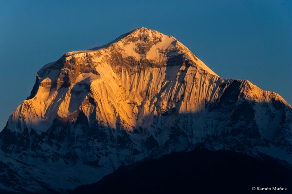 It is the sunrise on the south face of this Himalayan eight-thousander. Sunrise on Dhaulagiri I, 8.167 m