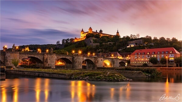 Sunset at the Old Main Bridge in Würzburg