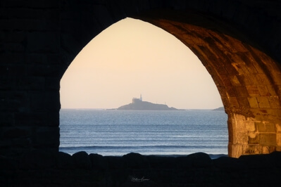 Mumbles photographed through the arch