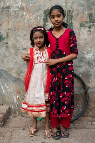 Girls from the neighboring slum