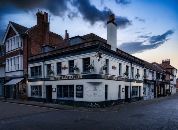The blue hour over the William Walker pub.