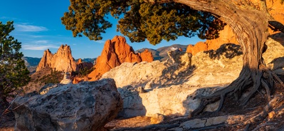 Taken at Garden of the Gods from a nearby hill.   The tree highlights the rock formation perfectly.