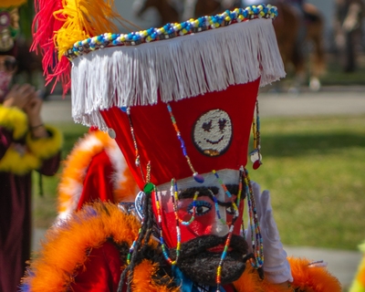 Carnaval Puebla masked parade participant.