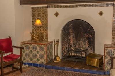 Fireplace and tile work.