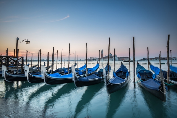 Gondolas at Riva degli Schiavoni, Venice