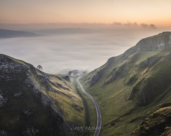 Classic view of Winnats Pass for an early morning sunrise, with that added bonus of a cloud inversion.