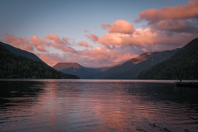 Image of Marymere Falls and Lake Crescent - Marymere Falls and Lake Crescent