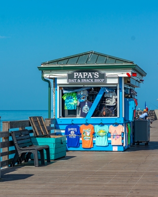 Papa's bait shop. Fishing tackle can be rented here.