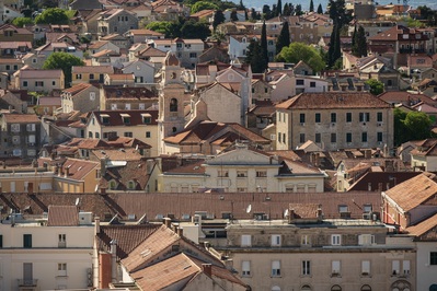 Split town rooftops